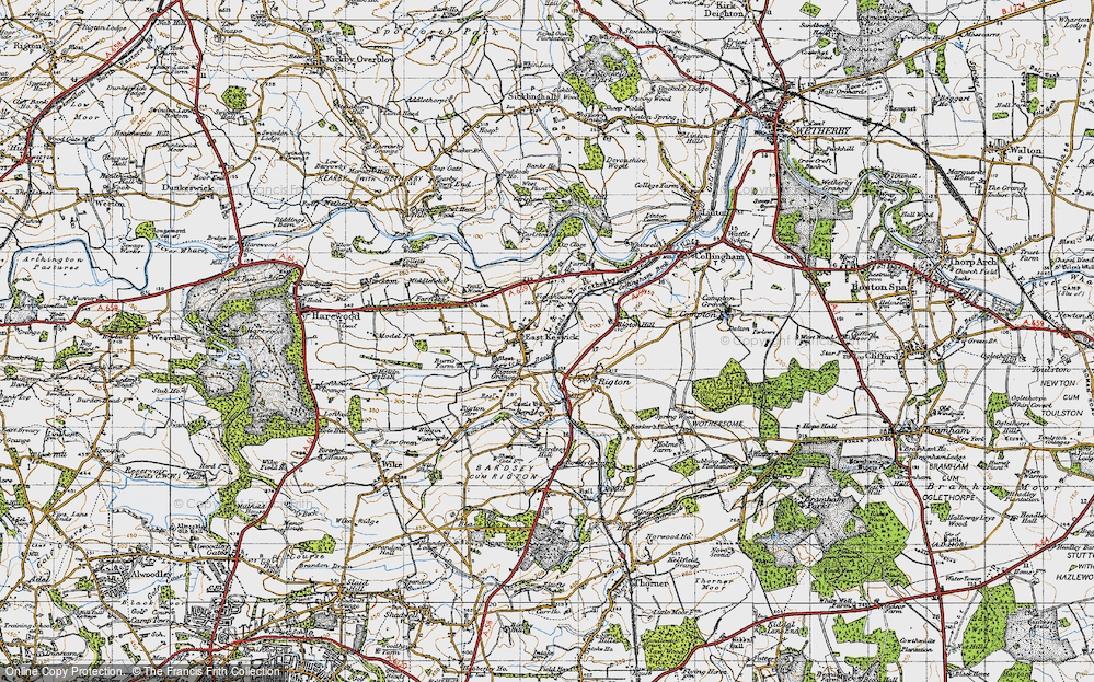 Old Map of Historic Map covering Wharfe Dale in 1947