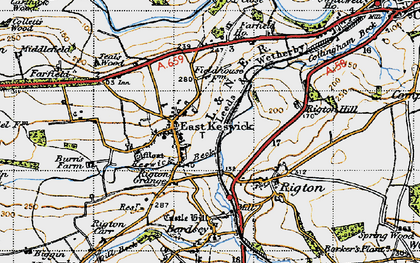Old map of East Keswick in 1947