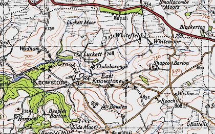 Old map of East Knowstone in 1946