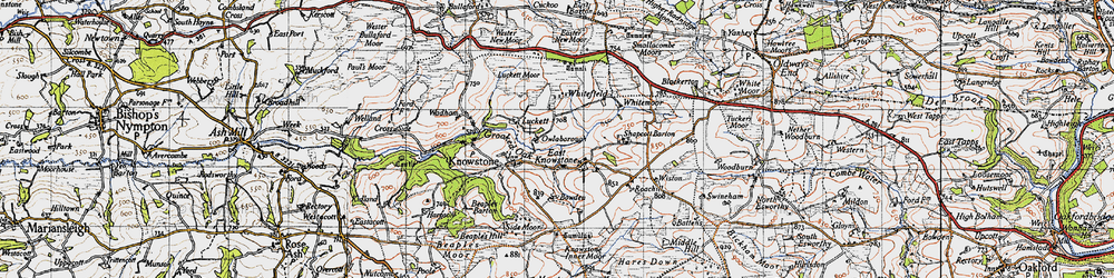 Old map of East Knowstone in 1946