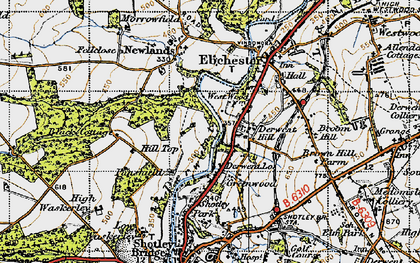 Old map of East Law in 1947