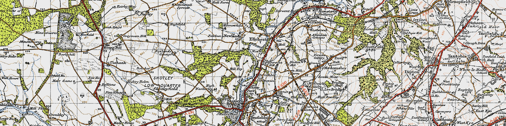 Old map of East Law in 1947