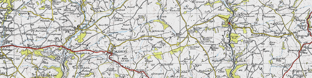 Old map of Ayleston Cross in 1946