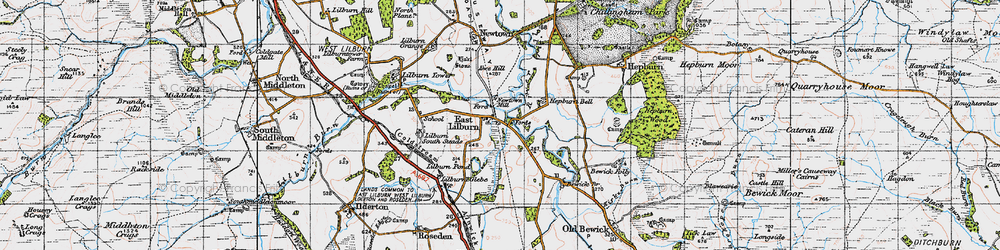 Old map of Lilburn South Steads in 1947