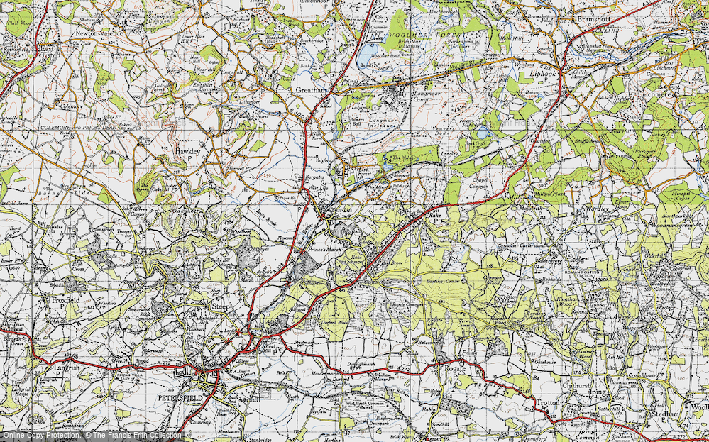 Old Map of Historic Map covering East Hill in 1940