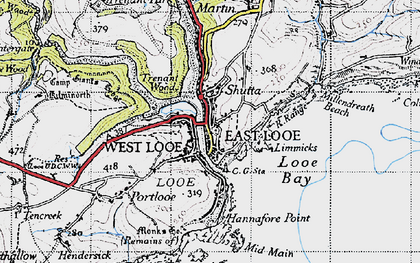 Old map of East Looe in 1946