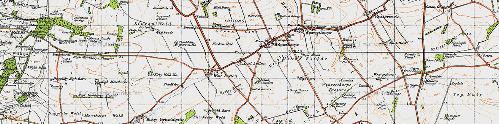 Old map of East Lutton in 1947