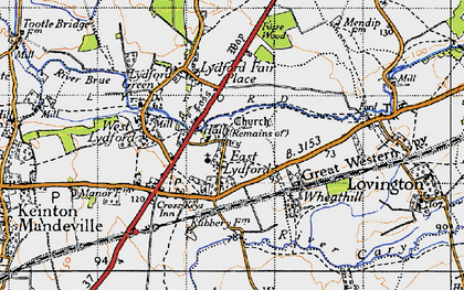 Old map of East Lydford in 1945