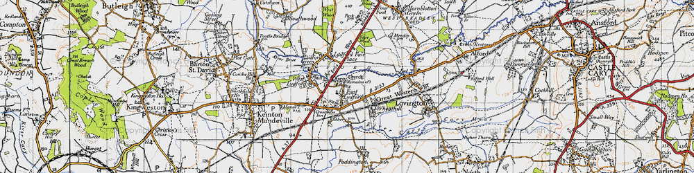 Old map of East Lydford in 1945