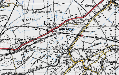 Old map of East Lyng in 1945