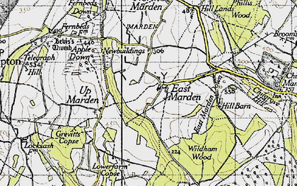 Old map of Wildhams Wood in 1945