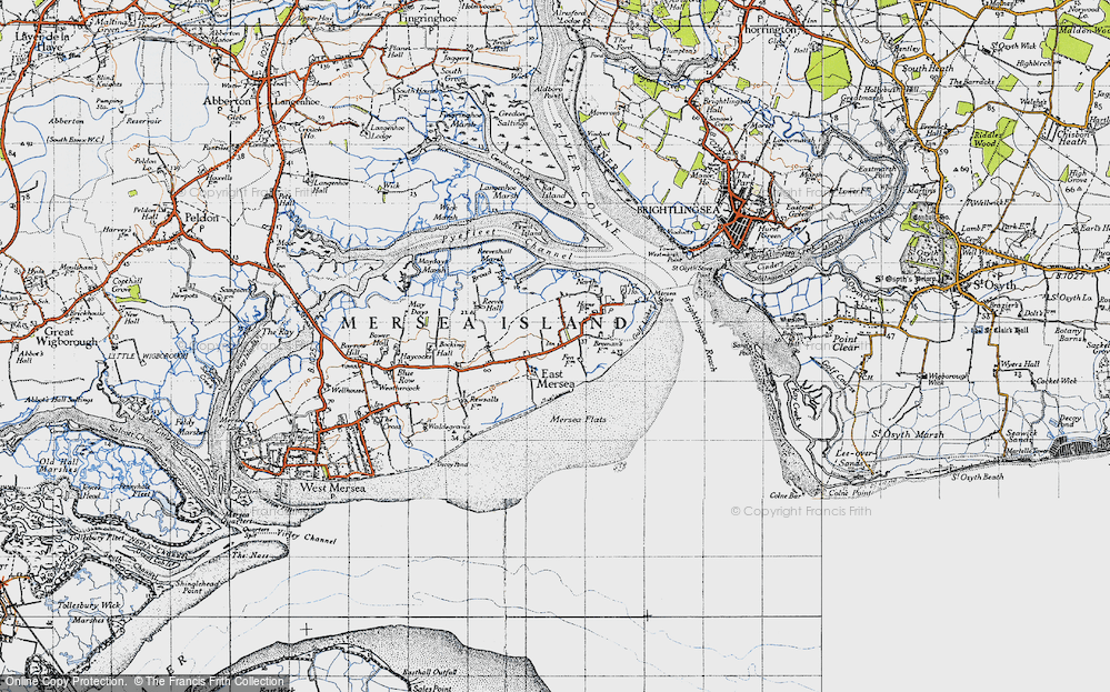Old Map of Historic Map covering Broad Fleet in 1945