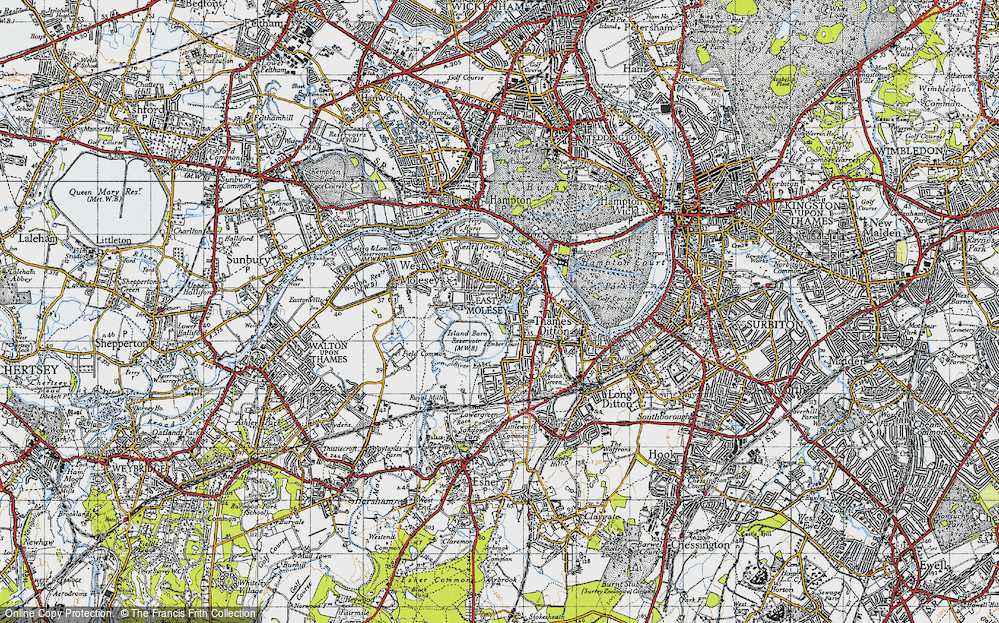 Old Map of East Molesey, 1945 in 1945