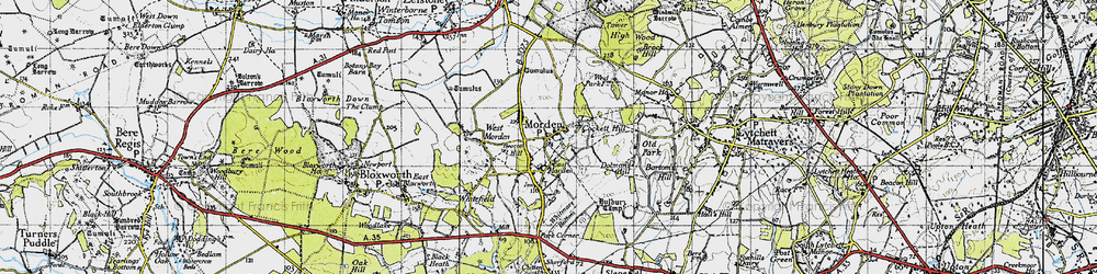 Old map of East Morden in 1940