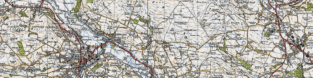 Old map of Bingley Moor in 1947