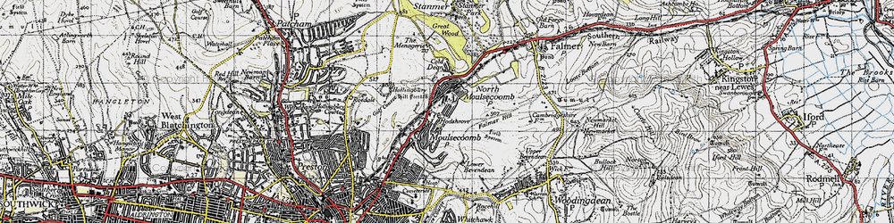 Old map of East Moulsecoomb in 1940
