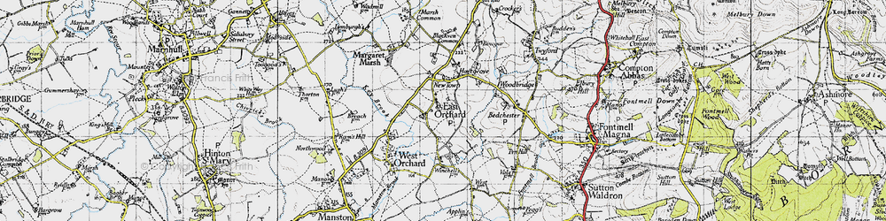 Old map of East Orchard in 1945