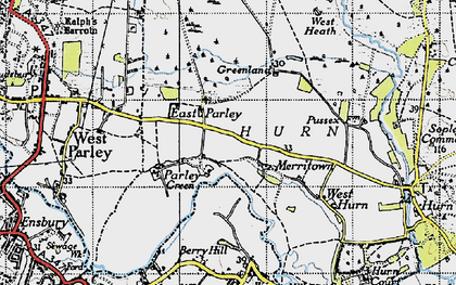 Old map of East Parley in 1940