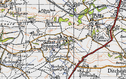 Old map of East Pennard in 1946