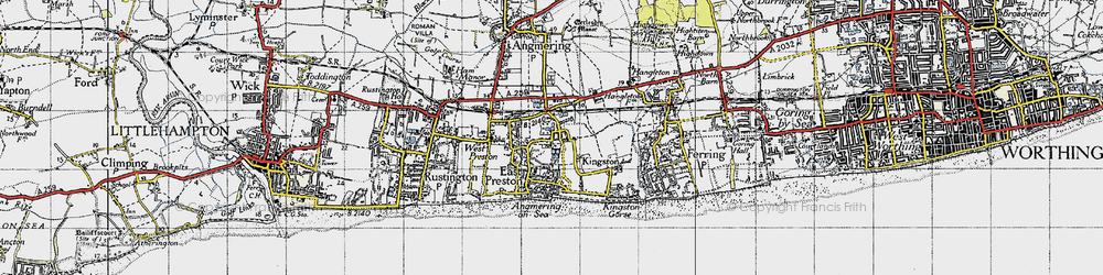 Old map of East Preston in 1945