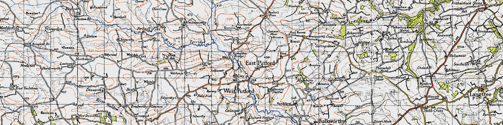 Old map of East Putford in 1946