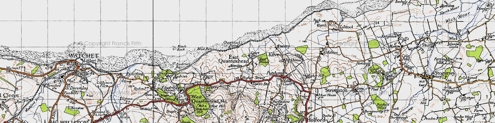 Old map of East Quantoxhead in 1946