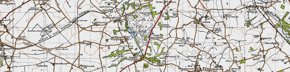Old map of East Raynham in 1946