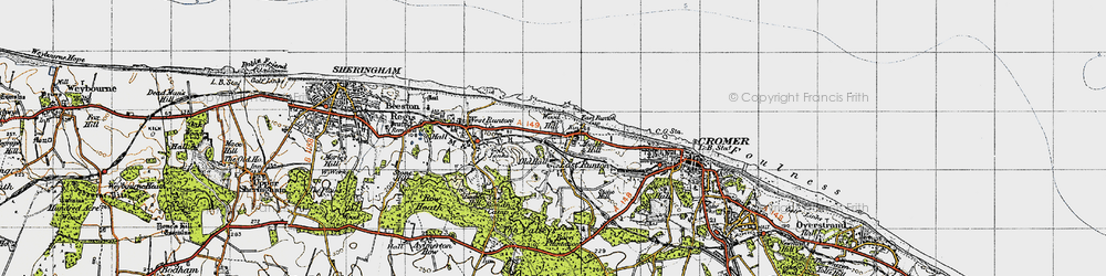 Old map of East Runton in 1945