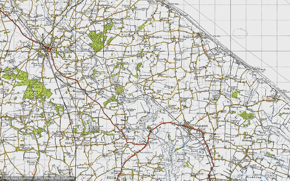 Old Map of East Ruston, 1945 in 1945