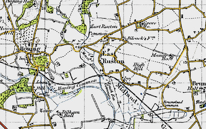 Old map of East Ruston in 1945