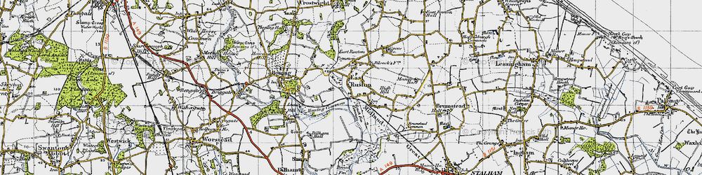 Old map of East Ruston in 1945