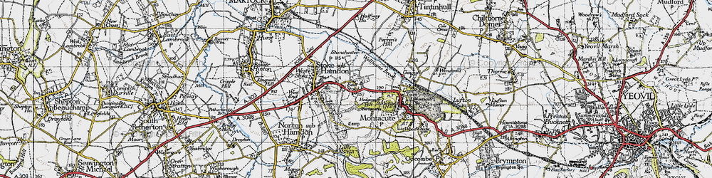Old map of East Stoke in 1945