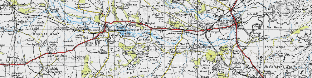 Old map of East Stoke in 1945