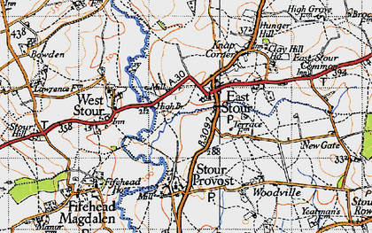 Old map of East Stour in 1945