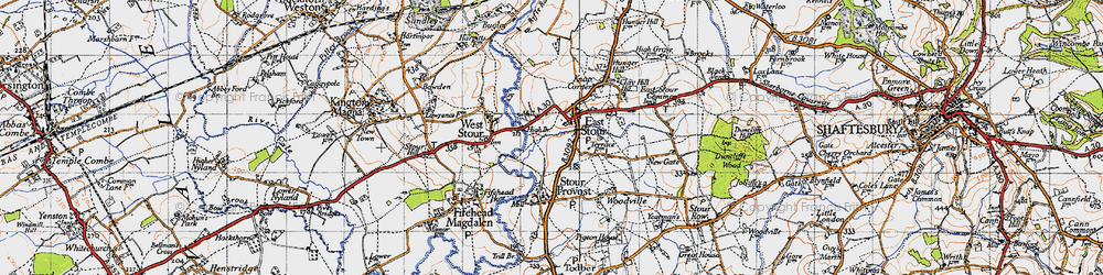 Old map of East Stour in 1945