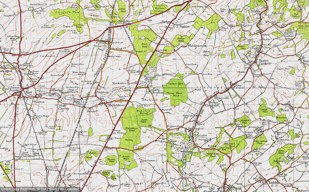 Old Map of East Stratton, 1945 in 1945