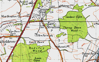 Old map of East Stratton in 1945