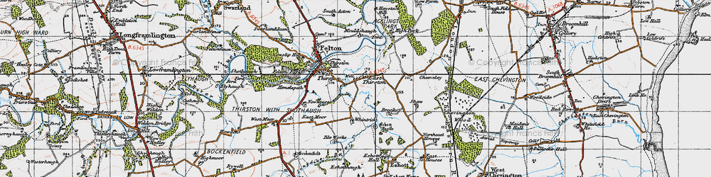 Old map of East Thirston in 1947
