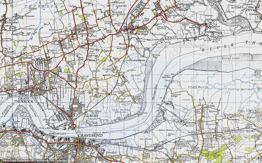 Old Map of Historic Map covering Cliffe Creek in 1946
