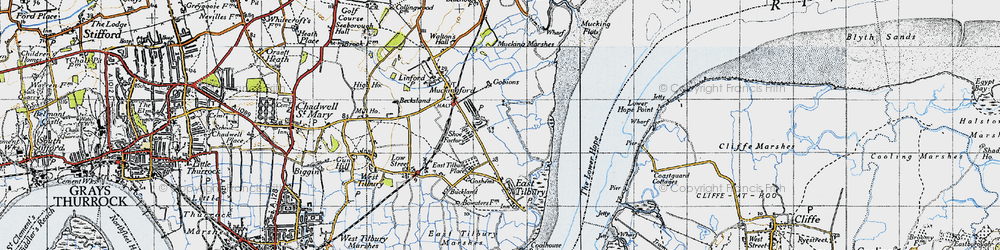 Old map of East Tilbury in 1946