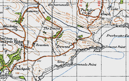 Old map of East Trewent in 1946