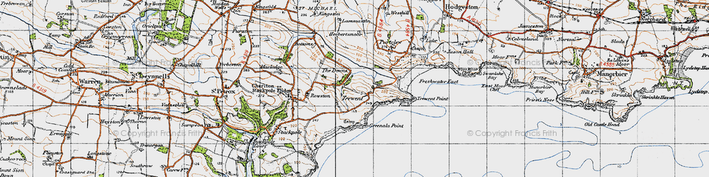 Old map of East Trewent in 1946