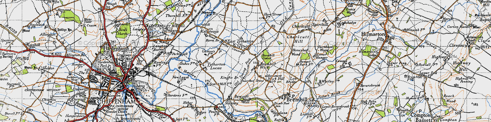 Old map of East Tytherton in 1947