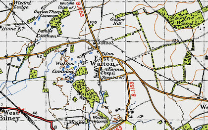 Old map of East Walton in 1946