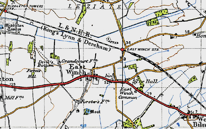 Old map of East Winch in 1946