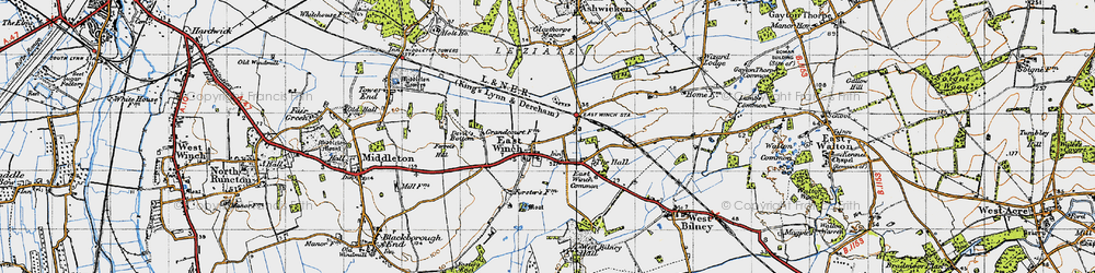 Old map of East Winch in 1946