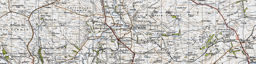 Old map of Whetstone Ho in 1947