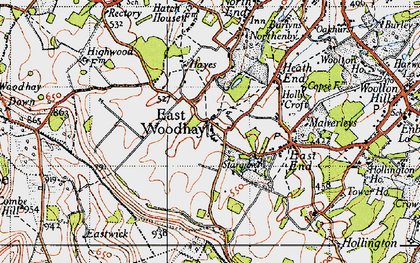 Old map of East Woodhay in 1945