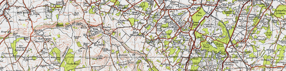 Old map of East Woodhay in 1945