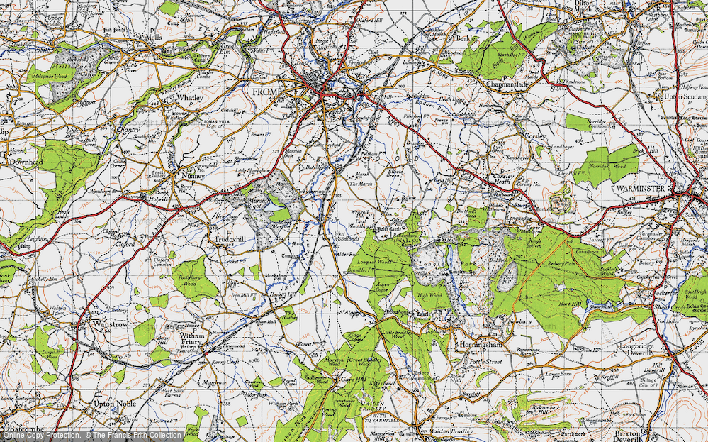 Old Map of Historic Map covering Wraxall Hill in 1946